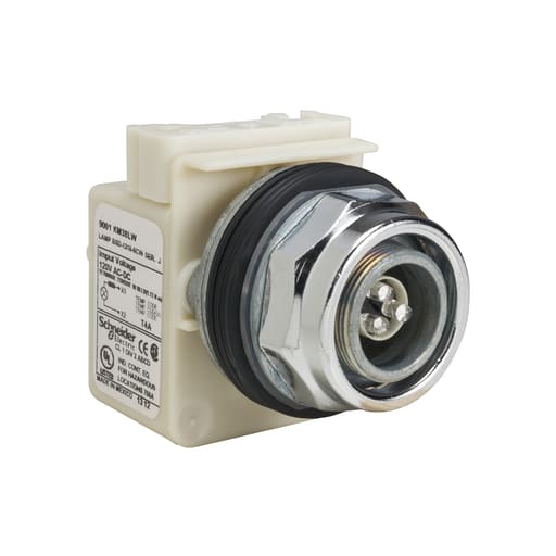 Square-D / Schneider - Square D 9001KP38LW 30 mm 120 VAC/VDC White Lens Metal Bezel LED Standard Pilot Light