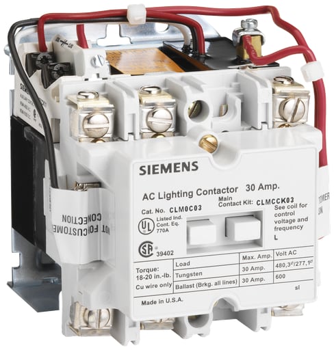Siemens - Siemens CLM0C03120 110/120 VAC 30 Amp 3-Pole 3NO Open Mechanically Held Lighting Contactor
