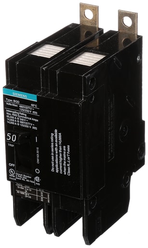 Siemens - Siemens BQD250 2-Pole 50 Amp 480 VAC 14 kA Circuit Breaker