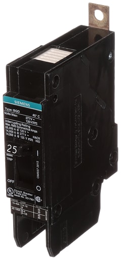 Siemens - Siemens BQD125 1-Pole 25 Amp 277 VAC 14 kA Molded Case Circuit Breaker