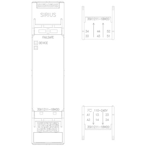 Siemens - Siemens 3SK12111BW20 SAFETY RELAY,4RO,1