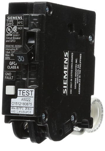 Siemens - Siemens QF130A 1-Pole 30 Amp 120 VAC 10 kA Ground Fault Circuit Interrupter