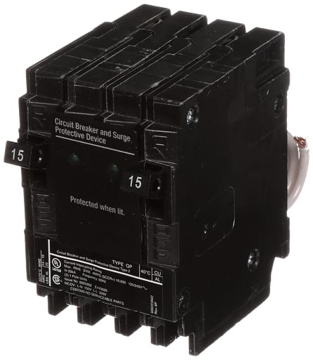 Siemens - Siemens QSA1515SPD 1-Pole 120/240 VAC 15A 10kA Plug-On Load Terminal Circuit Breaker (SPD)