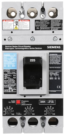 Siemens - Siemens FXD63B225 3-Pole 600 VAC 225 Amp 22 kA Non-Interchangeable Trip Thermal Magnetic Molded Case Circuit Breaker