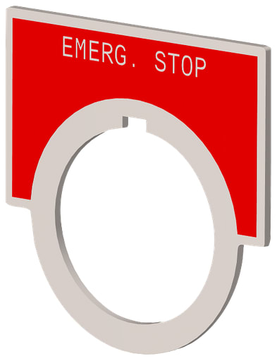 Siemens - Siemens 52NL16R 2 x 1-7/16 Inch Emergency Stop Red with Brushed Aluminum Large Push Button Legend Plate