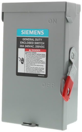 Siemens - Siemens GNF321LA 30A 240V Non-Fusible Safety Switch, VBII, General Duty, 3-Pole 3-Wire, NEMA-I Indoor Enclosure