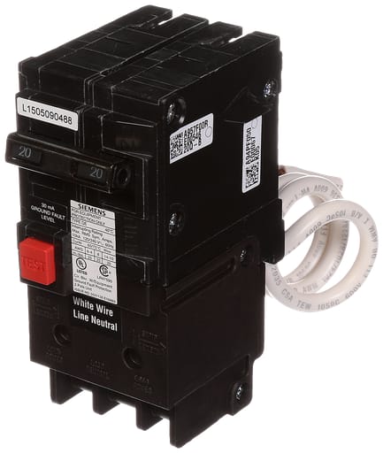 Siemens - Siemens QE220 2-Pole 20 Amp 120/240 Volt 10 K 30 mA Circuit Breaker