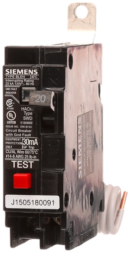 Siemens - Siemens BE120H 1-Pole 20 Amp 120 VAC 22 kA Bolt-On Circuit Breaker