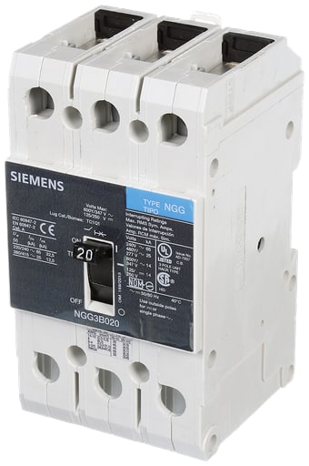 Siemens - Siemens NGG3B020L 3-Pole 480 VAC 20 Amp 25 kA Thermal Magnetic Molded Case Circuit Breaker