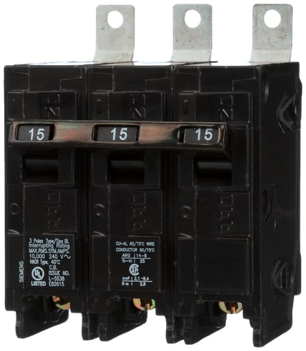 Siemens - Siemens B315 3-Pole 15 Amp 240 Volt 10 K Circuit Breaker