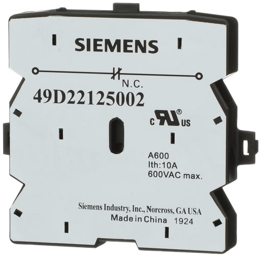 Siemens - Siemens 49D22125002 Aux Switch DP, 1NC,