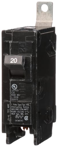 Siemens - Siemens B120HH 1-Pole 20 Amp 120 VAC 65 kA Bolt-On Molded Case Circuit Breaker Circuit Breaker