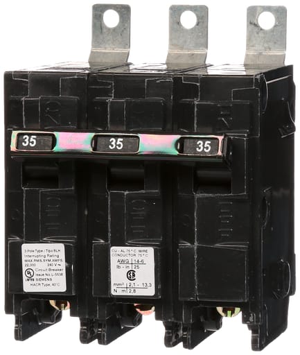 Siemens - Siemens B335H 3-Pole 35 Amp 240 VAC 22 kA Bolt-On Molded Case Circuit Breaker