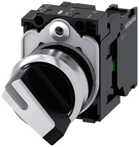 Siemens - Siemens 3SU11502BF601BA0 22 mm 2-Position White Plastic Round Illuminated Selector Switch