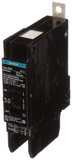 Siemens - Siemens BQD150 1-Pole 50 Amp 277 VAC 14 kA Circuit Breaker
