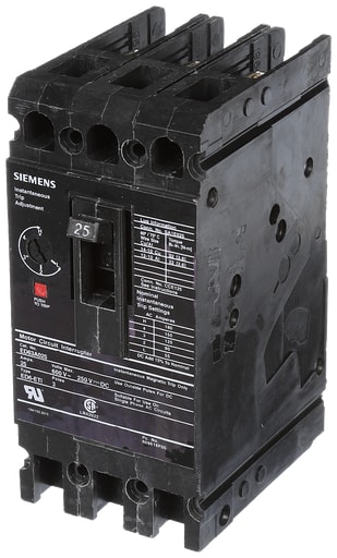 Siemens - Siemens ED63A025 600 Volt 25 Amp 3-Pole Circuit Breaker with ETI Lugs