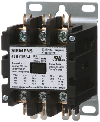 Siemens - Siemens 42BF35AG 3-Pole 600 VAC 208 to 240 VAC Coil 180 Amp 10 Hp Open Type Definite Purpose Contactor