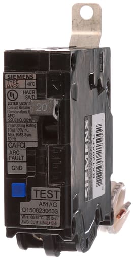 Siemens - Siemens BA120AFC 1-Pole 20 Amp 120 VAC 10 kA Arc Fault Circuit Interrupter