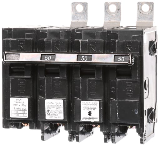 Siemens - Siemens B350H00S01 3-Pole 50 Amp 240 VAC 22 kA 120 Volt Shunt Trip Bolt-On Molded Case Circuit Breaker