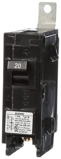 Siemens - Siemens B120HID 1-Pole 20 Amp 120 VAC 10 kA Lighting Panelboard Circuit Breaker