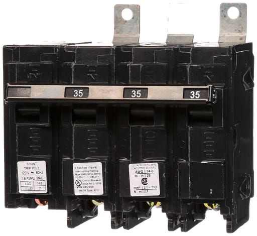 Siemens - Siemens B33500S01 3-Pole 35 Amp 240 VAC 10 kA 120 Volt Shunt Trip Bolt-On Molded Case Circuit Breaker