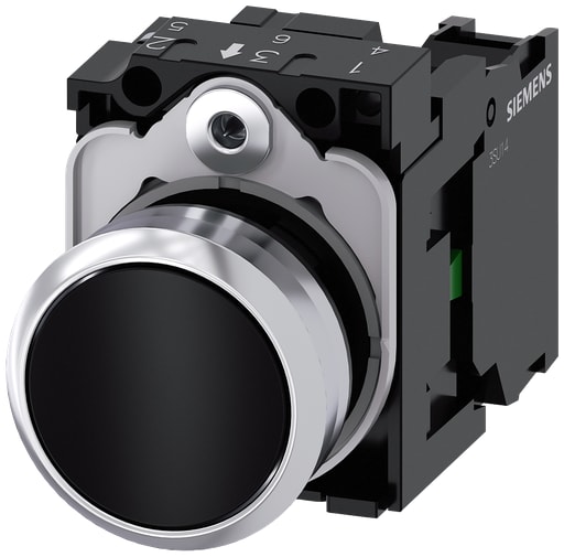Siemens - Siemens 3SU11500AB101BA0 22 mm 1NO Black Metal Flush Momentary Push Button