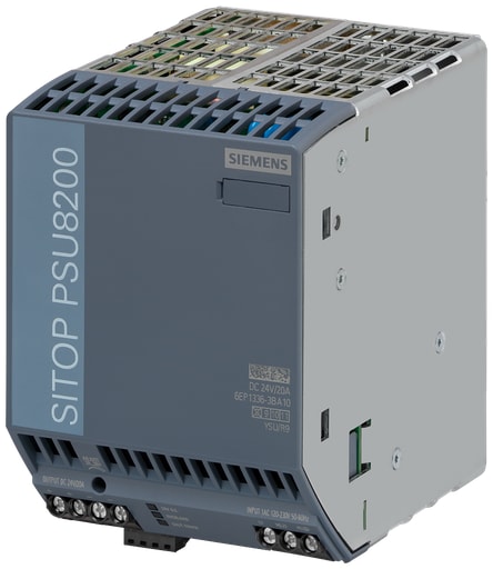 Siemens - Siemens 6EP13363BA10 120/230 VAC 110/220 VDC Input 24 VDC 20 Amp Output Stabilized Power Supply