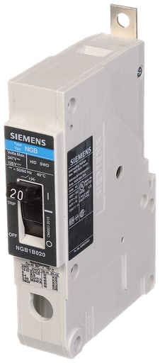 Siemens - Siemens NGB1B020B 1-Pole 20 Amp 347 Volt 14 kA Molded Case Circuit Breaker