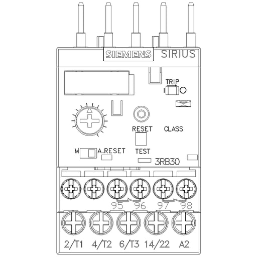 Siemens - Siemens 3RB30161NB0 690 VAC 0.32 to 1.25 Amp 3-Pole 1NO 1NC Electronic Solid State Overload Relay