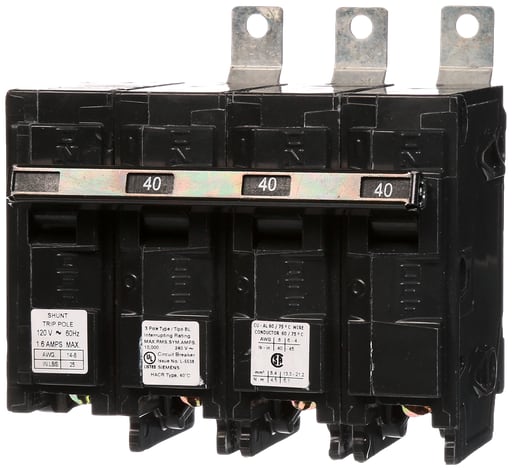 Siemens - Siemens B34000S01 3-Pole 40 Amp 240 Volt 10 K Circuit Breaker with 120 Volt Shunt