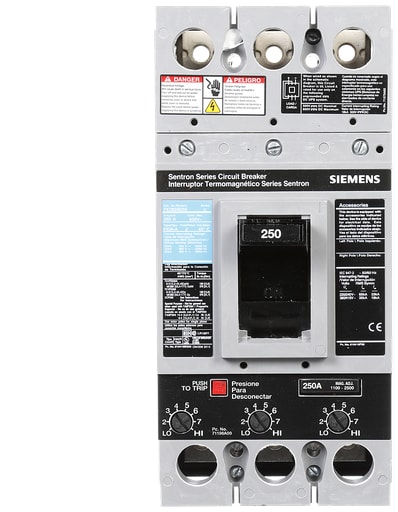 Siemens - Siemens FXD63B250 3-Pole 600 VAC 250 Amp 22 kA Non-Interchangeable Trip Thermal Magnetic Molded Case Circuit Breaker