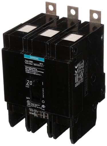 Siemens - Siemens BQD320 3-Pole 20 Amp 480 VAC 14 kA Molded Case Circuit Breaker
