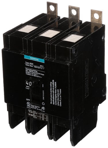 Siemens - Siemens BQD340 3-Pole 40 Amp 480 VAC 14 kA Molded Case Circuit Breaker