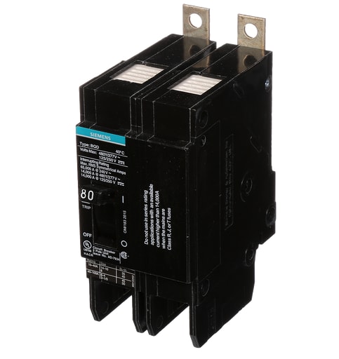 Siemens - Siemens BQD280 2-Pole 80 Amp 480 VAC 14 kA Molded Case Circuit Breaker