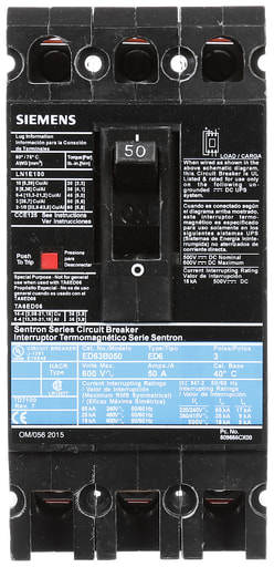 Siemens - Siemens ED63B050L 3-Pole 50 Amp 600 VAC 18 kA Molded Case Circuit Breaker