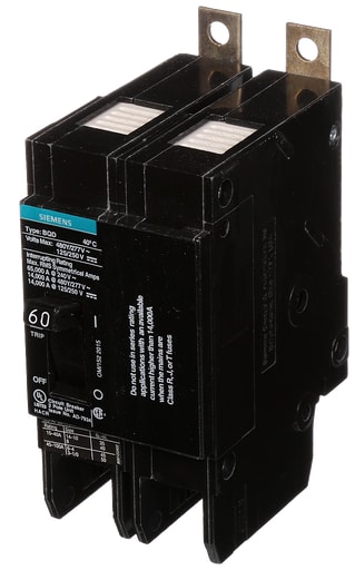 Siemens - Siemens BQD260 2-Pole 60 Amp 480 VAC 14 kA Molded Case Circuit Breaker