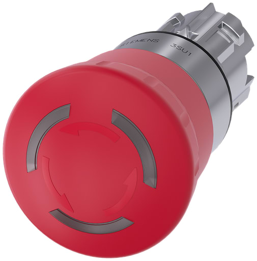 Siemens - Siemens 3SU10511HB200AA0 22 mm Red Plastic Round Illuminated Emergency Stop Push Button