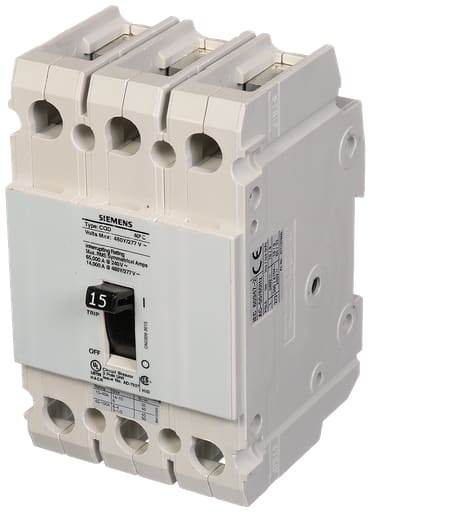 Siemens - Siemens CQD315 3-Pole 15 Amp 480 Star/277 VAC 14 kA Molded Case Circuit Breaker