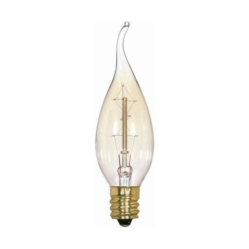 Satco Products, Incorporated - Satco S2418 25 Watt CA8 Incandescent; Clear; 3000 Average rated hours; 100 Lumens; Candelabra base; 120 Volt