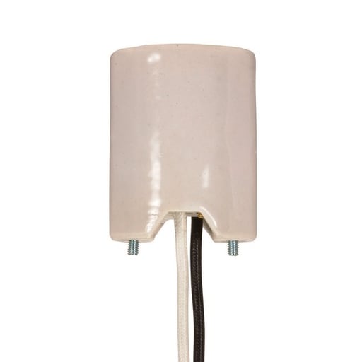 Satco Products, Incorporated - Satco 80/1376 Keyless Porcelain Mogul Socket, Mounting Screws Held Captive, 2 Wireways, 1/2" Strip Leads
