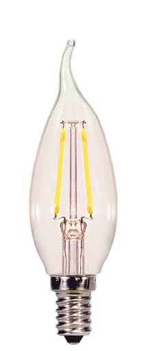Satco Products, Incorporated - Satco S29921 2.5 Watt CA11 LED; Clear; Candelabra base; 2700K; 200 Lumens; 120 Volt