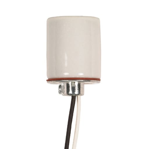 Satco Products, Incorporated - Satco 80/1278 Keyless Porcelain Socket With 1/8 IP Cap; 30" AWM B/W 105C; CSSNP Screw Shell; Glazed; 660W; 250V