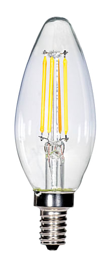 Satco Products, Incorporated - Satco S28613 4 Watt C11 LED; Clear; Candelabra base; 2700K; 350 Lumens; 120 Volt; Carded