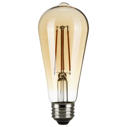 Satco Products, Incorporated - Satco S9579 7 Watt ST19 LED; Transparent Amber; Medium base; 2000K; 650 Lumens; 120 Volt
