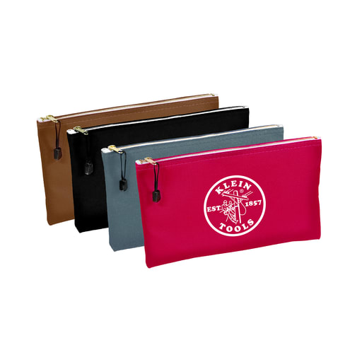 Klein Tool - Klein 5141 Canvas Zipper Bags, 4-Pack (Brown, Black, Gray, Red)