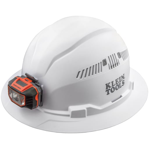 Klein Tool - Klein 60407 Hard Hat, Vented, Full Brim w/ Headlamp, White