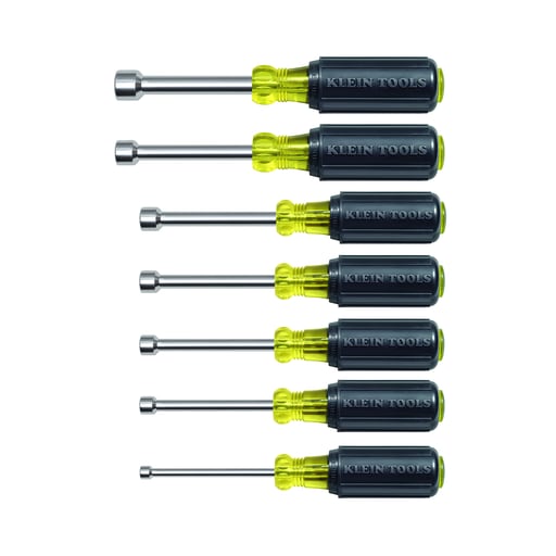 Klein Tool - Klein 631M Nut Driver Set, Magnetic Nut Drivers, 3" Shaft, 7-Piece