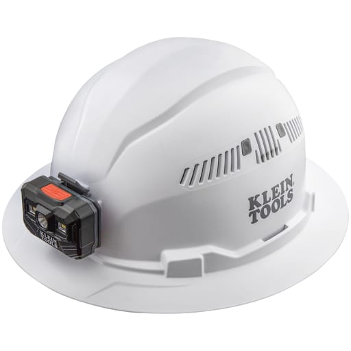 Klein Tool - Klein 60407RL Hard Hat, Vented, Full Brim with Rechargeable Headlamp, White