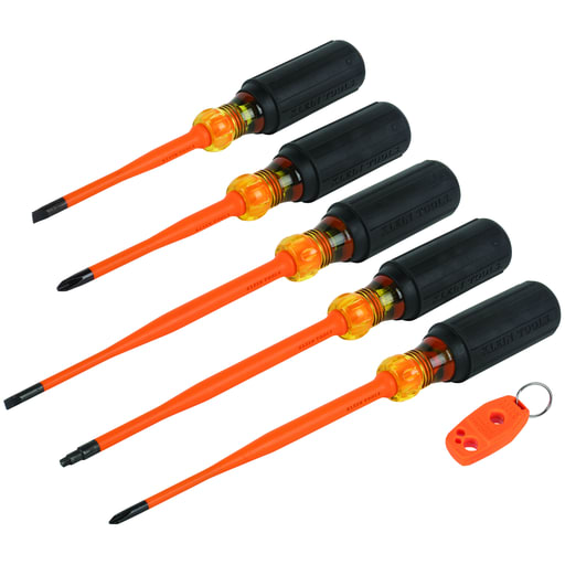 Klein Tool - Klein 33736INS Screwdriver Set, 1000V Slim-Tip Insulated and Magnetizer, 6-Piece