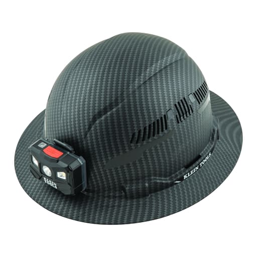 Klein Tool - Klein 60347 KARBN™ Full Brim Hard Hat, Vented, Class C, w/ Auto-Off Headlamp